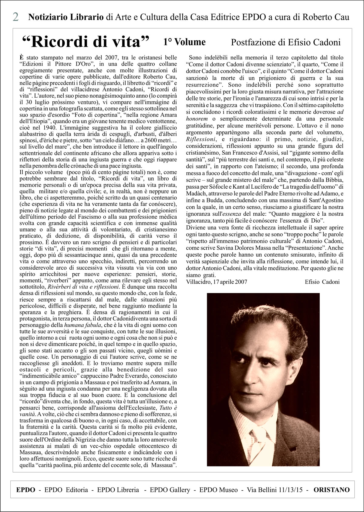 Notiziario Librairio EPDO - Antonio Cadoni